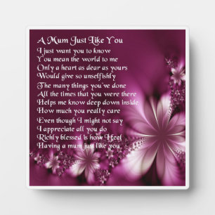 Mum Poem Plaque - Flowers Design