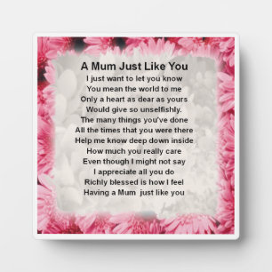 Mum Poem Plaque - Pink Floral Design