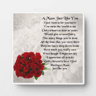 Mum Poem Plaque - Red Roses Design