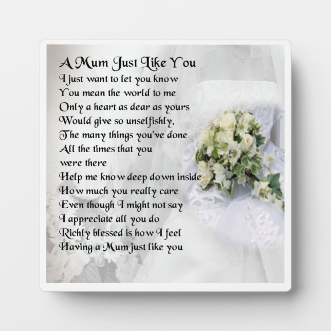 Mum Poem Plaque - Wedding Design (Front)