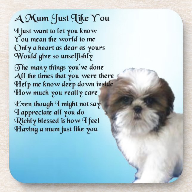 Mum Poem - Shih Tzu Design Coaster (Front)