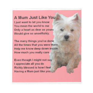 Mum Poem - Westie Design Notepad