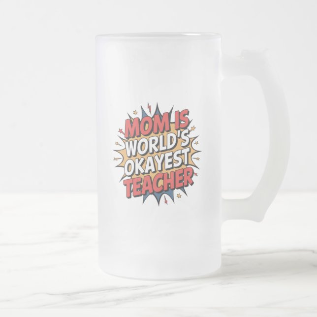 Mum Power Frosted Glass Beer Mug (Right)