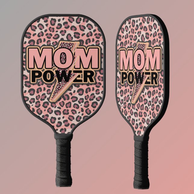 Mum Power Pink Leopard Print Pickleball Paddle (Creator Uploaded)