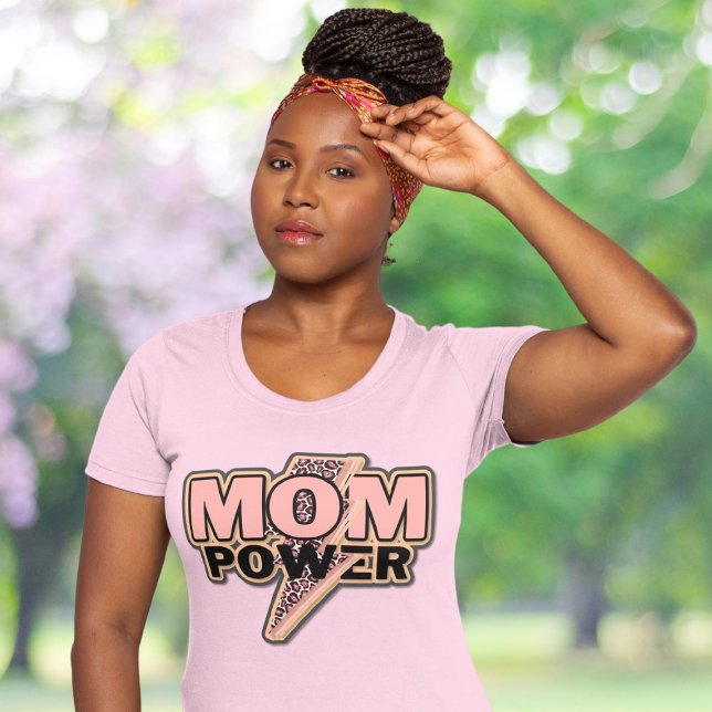 Mum Power Pink Leopard Print T-Shirt (Creator Uploaded)