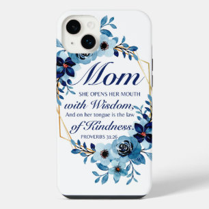 Mum - Proverbs 31:26 Mother's Day Scripture Floral iPhone 14 Plus Case