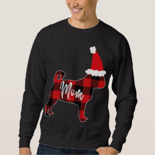 Mum Pug Dog Christmas Mama Pajama Red Plaid Buffal Sweatshirt