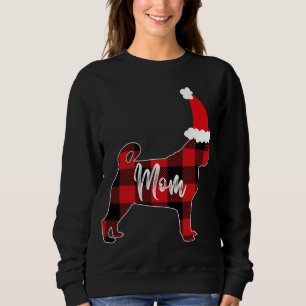 Mum Pug Dog Christmas Mama Pajama Red Plaid Buffal Sweatshirt