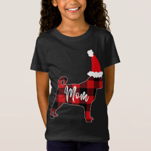 Mum Pug Dog Christmas Mama Pajama Red Plaid Buffal T-Shirt