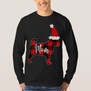 Mum Pug Dog Christmas Mama Pajama Red Plaid Buffal T-Shirt