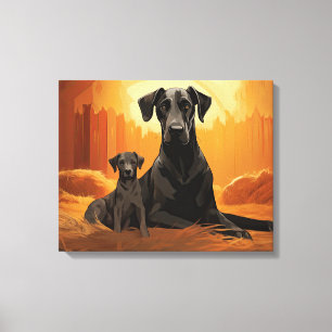 "Mum & Pup Great Dane" Canvas Print