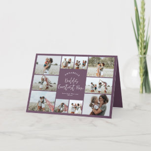 Mum purple elegant modern minimal photo collage thank you card