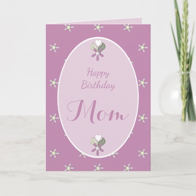 Mum purple floral shabby chic Birthday Card (Front)