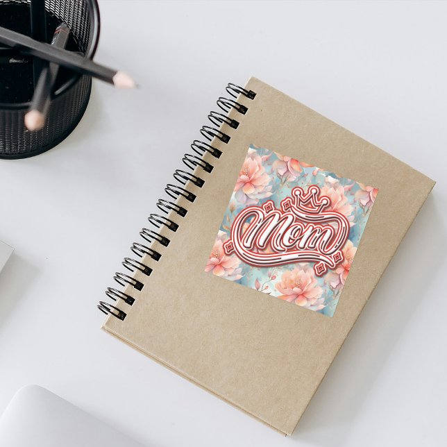 Mum Queen Floral  Square Sticker (Creator Uploaded)