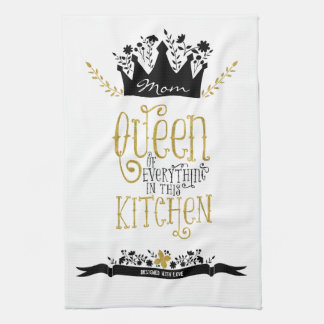 Mum - Queen of the Kitchen | Gold Glitter Tea Towel