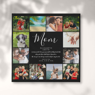 Mum Quote Black And White Script 12 Photo Collage Faux Canvas Print