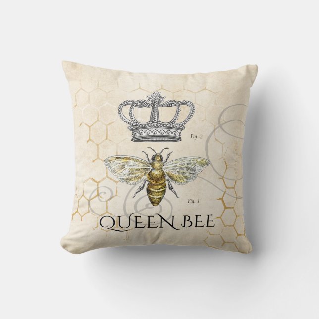 Mum Quote Queen Bee Monogram Cushion (Front)
