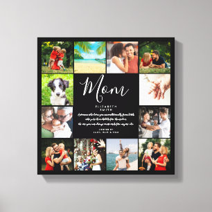 Mum Quote Script Black And White 12 Photo Collage Canvas Print
