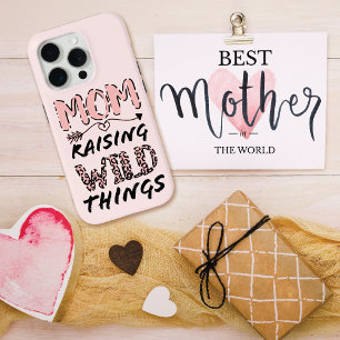 Mum Raising Wild Things Quote Funny Leopard Print iPhone 15 Pro Case