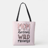 Mum Raising Wild Things Quote Funny Leopard Print Tote Bag (Back)