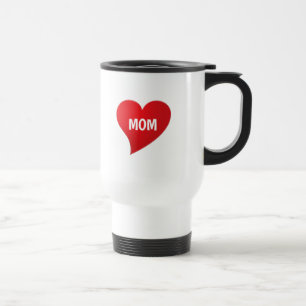 Mum red big heart cute modern graphic chic travel mug