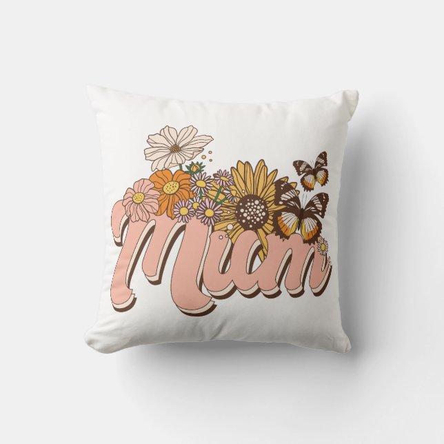 Mum Retro Floral Cushion (Front)