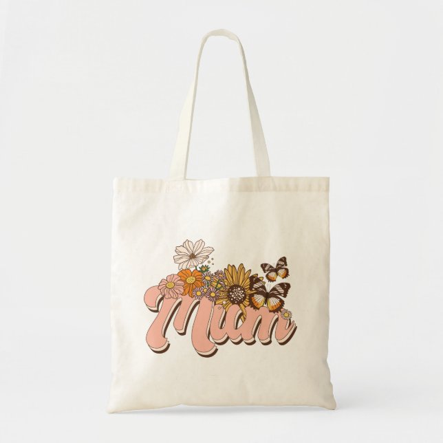 Mum Retro Floral Tote Bag (Front)