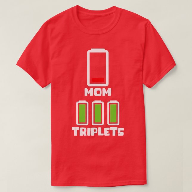 Mum riplets Mothers Day  Low Battery Mum Of riplet T-Shirt (Design Front)