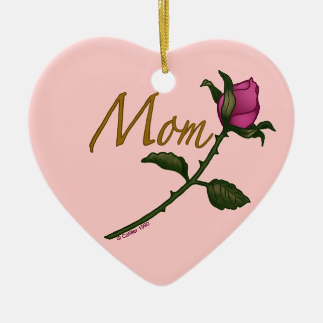 Mum Rose Rosebud  Ceramic Tree Decoration (Front)