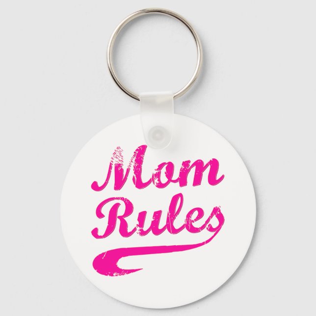 Mum Rules Funny Saying Keychain (Front)
