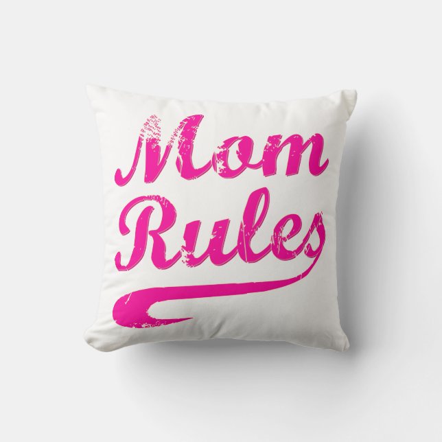Mum Rules Funny Throw Pillow (Front)