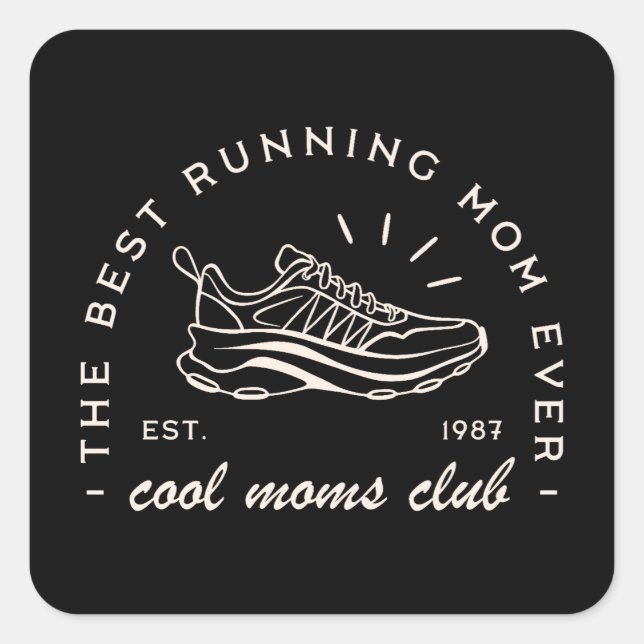 Mum run running runner club squad matching square sticker (Front)