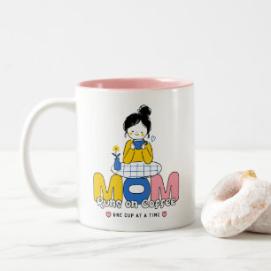 Mum Runs on Coffee Cute Retro Two-Tone Coffee Mug