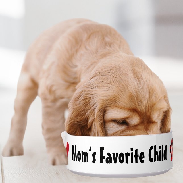 Mum’s Favourite Child,Red heart & Paw,funny pet do Bowl (Creator Uploaded)