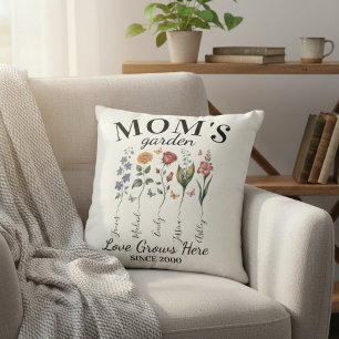 Mum’s Garden Watercolor Flowers Home Decor Cushion
