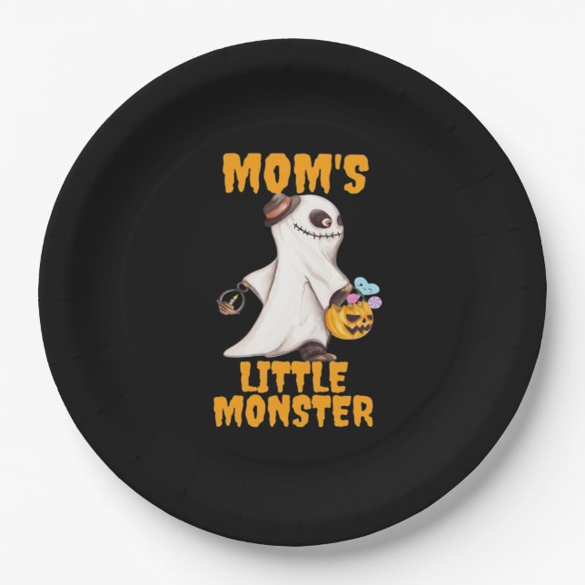 Mum’s Little Boo Monster Funny Graphic Paper Plate (Front)