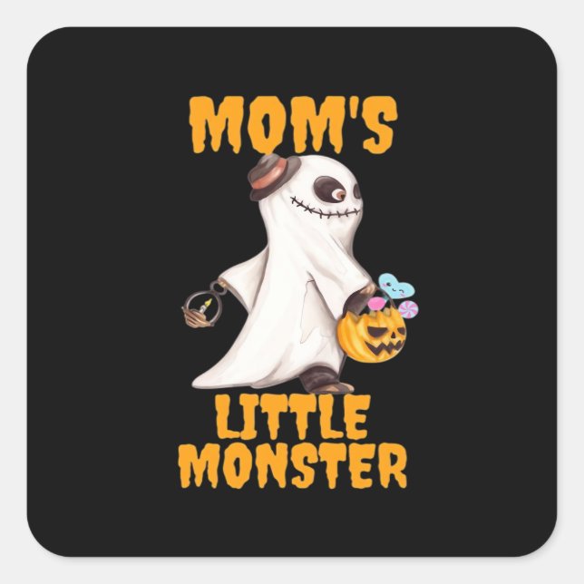 Mum’s Little Boo Monster Funny Graphic Square Sticker (Front)