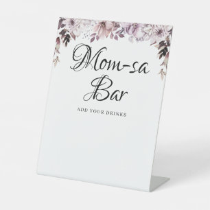 Mum-sa Bar Elegant Purple Flowers Foliage Pedestal Sign