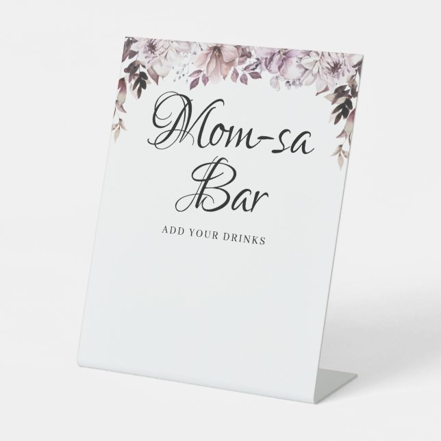 Mum-sa Bar Elegant Purple Flowers Foliage Pedestal Sign (Front)