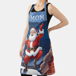 Mum   Santa Dancing On The Rooftops Blue Apron