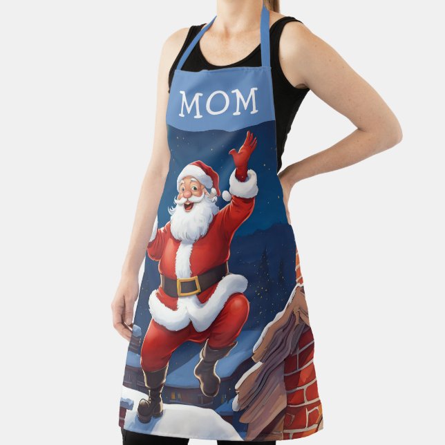 Mum | Santa Dancing On The Rooftops Blue Apron (Insitu)