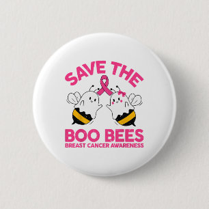 Mum Save The Breast Cancer Funny Halloween Boo Bee 6 Cm Round Badge