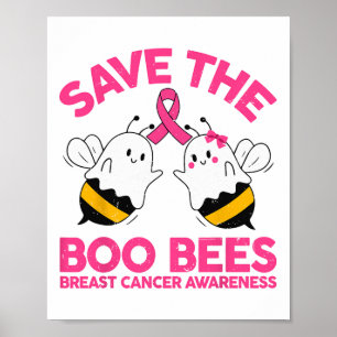 Mum Save The Breast Cancer Funny Halloween Boo Bee Poster