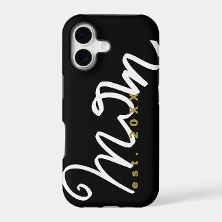 Mum Script Est. Year Keepsake Black White Gold