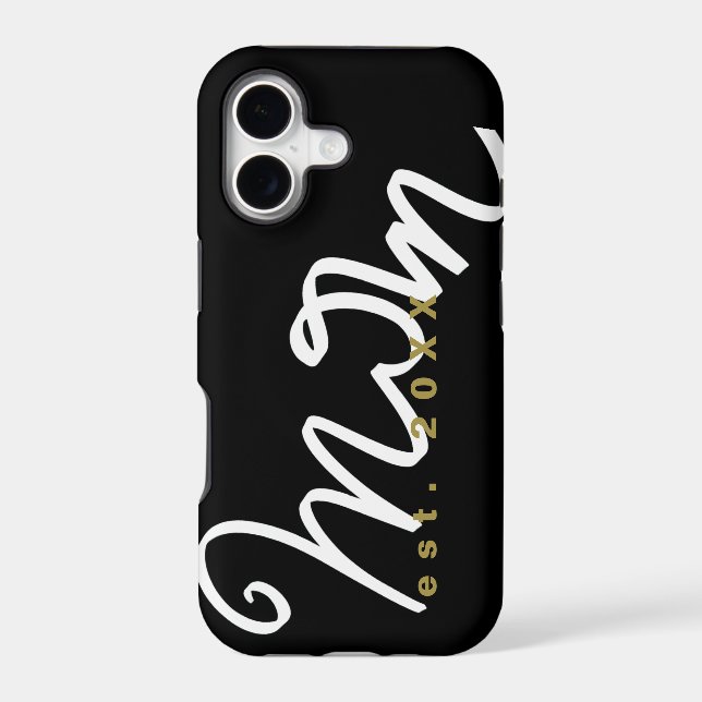 Mum Script Est. Year Keepsake Black White Gold (Back)