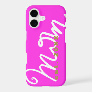 Mum Script Est. Year Keepsake Hot Pink White Gold