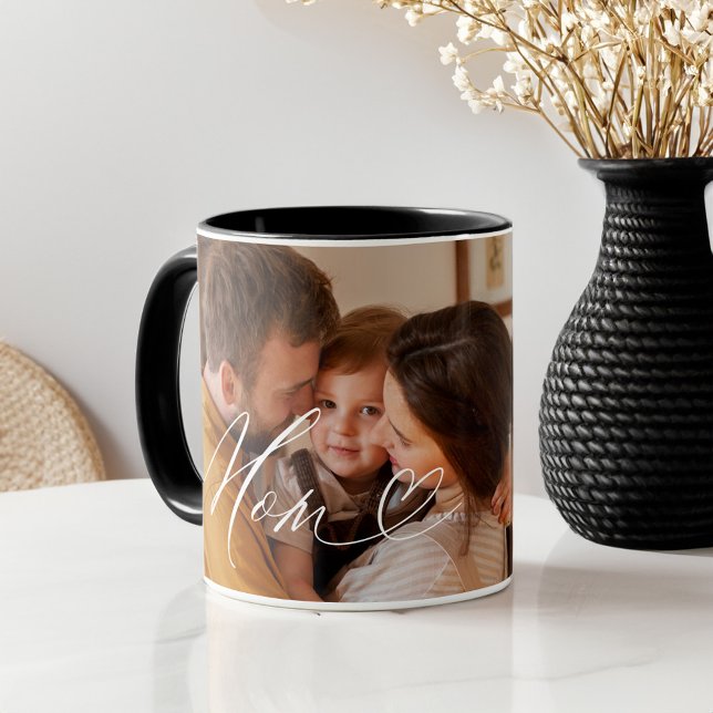 Mum Script Heart Grateful for Every Moment Photo Mug (Mum Script Heart Grateful for Every Moment Photo Mug)