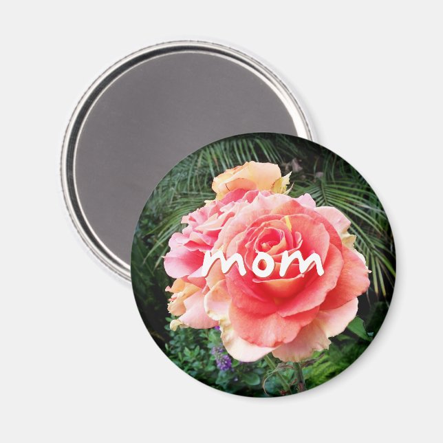 Mum script pink rose flower photography modern magnet (Front/Back)