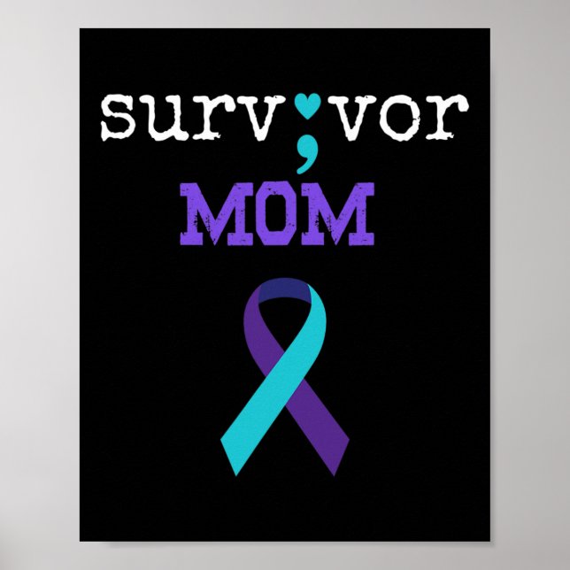 Mum - Semicolon Gift Suicide Prevention Awareness  Poster (Front)