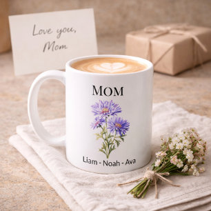 Mum September Birth Flower with Kids Names Coffee Mug